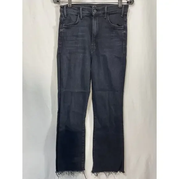 Mother 'The Hustler' Black Cotton  Ankle Fray Denim Jean Size 28 - Picture 2 of 5